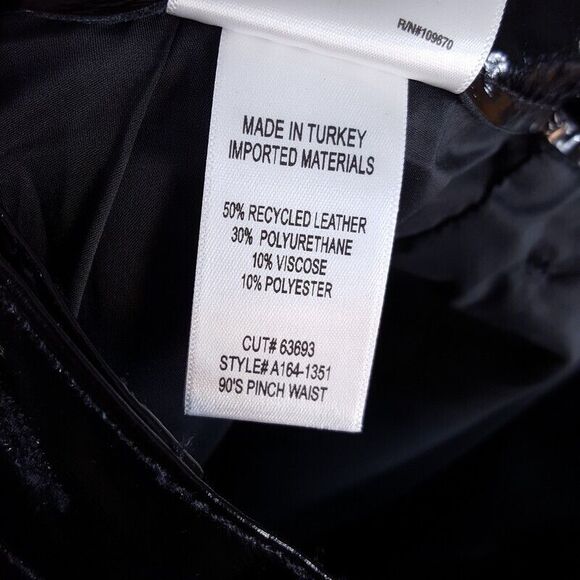 AGOLDE Womens Pants Size 30 Black Patent 90s Pinch Waist Recycled Leather - Picture 8 of 9